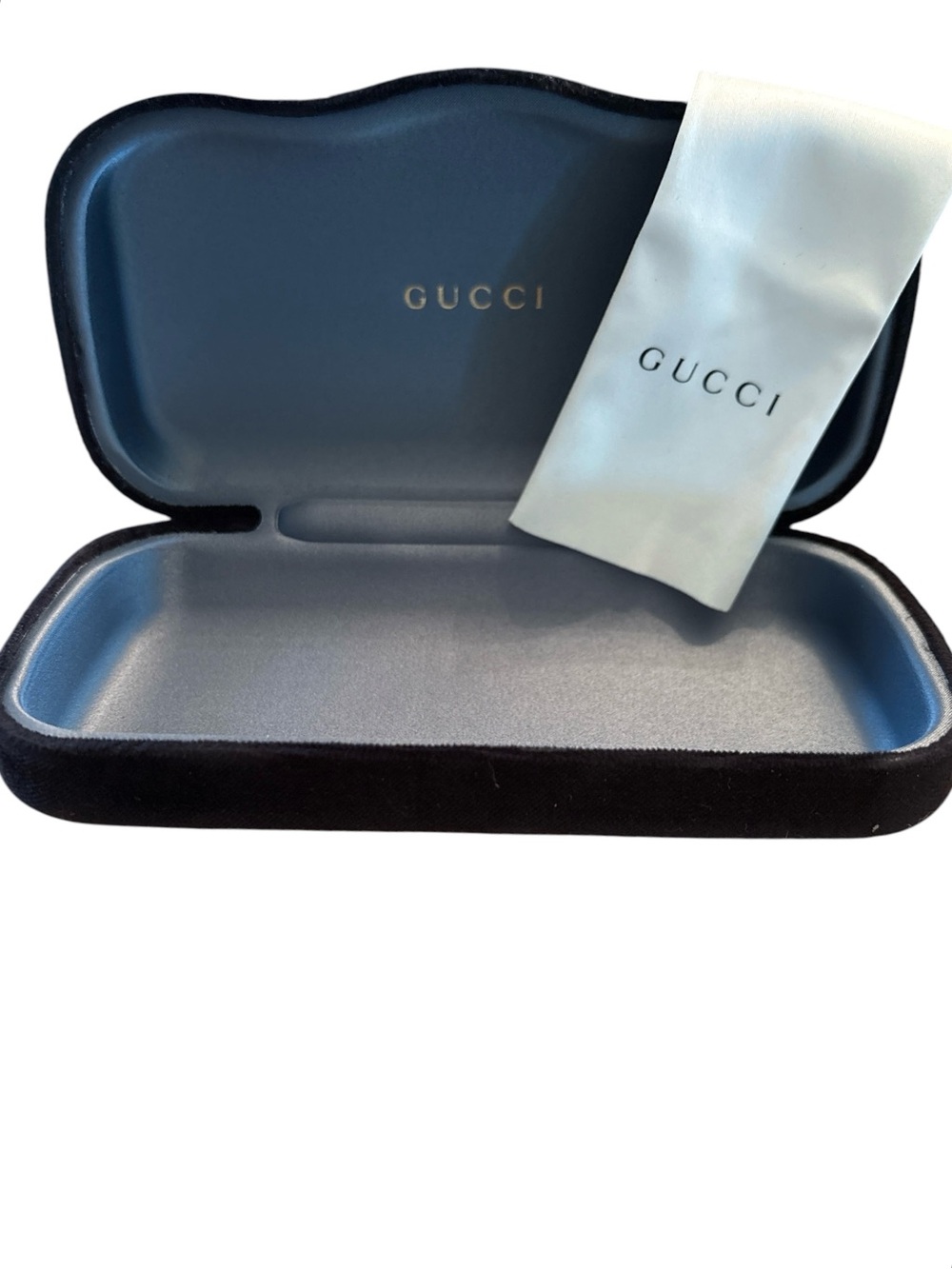 Gucci Black Eyewear Case with White Logo Cloth